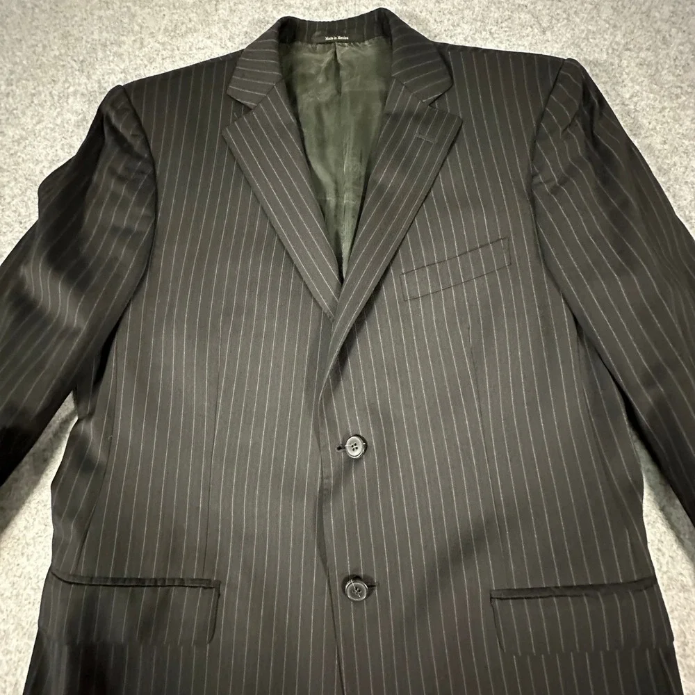 Z Zegna Suit Jacket Mens 52 R Black Pinstripe Wool 2 Button Blazer